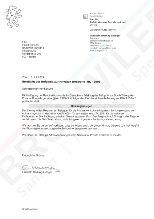 Bestätigung öffnen